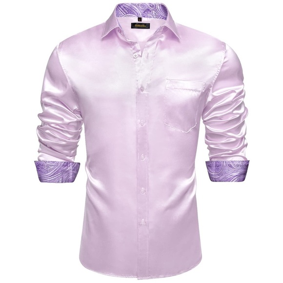 Lavender Men's Dress Shirt with Tie - Picture 6 of 11